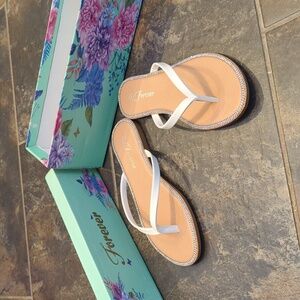 White and crystal flip flops